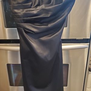 JS boutique black satin cocktail dress